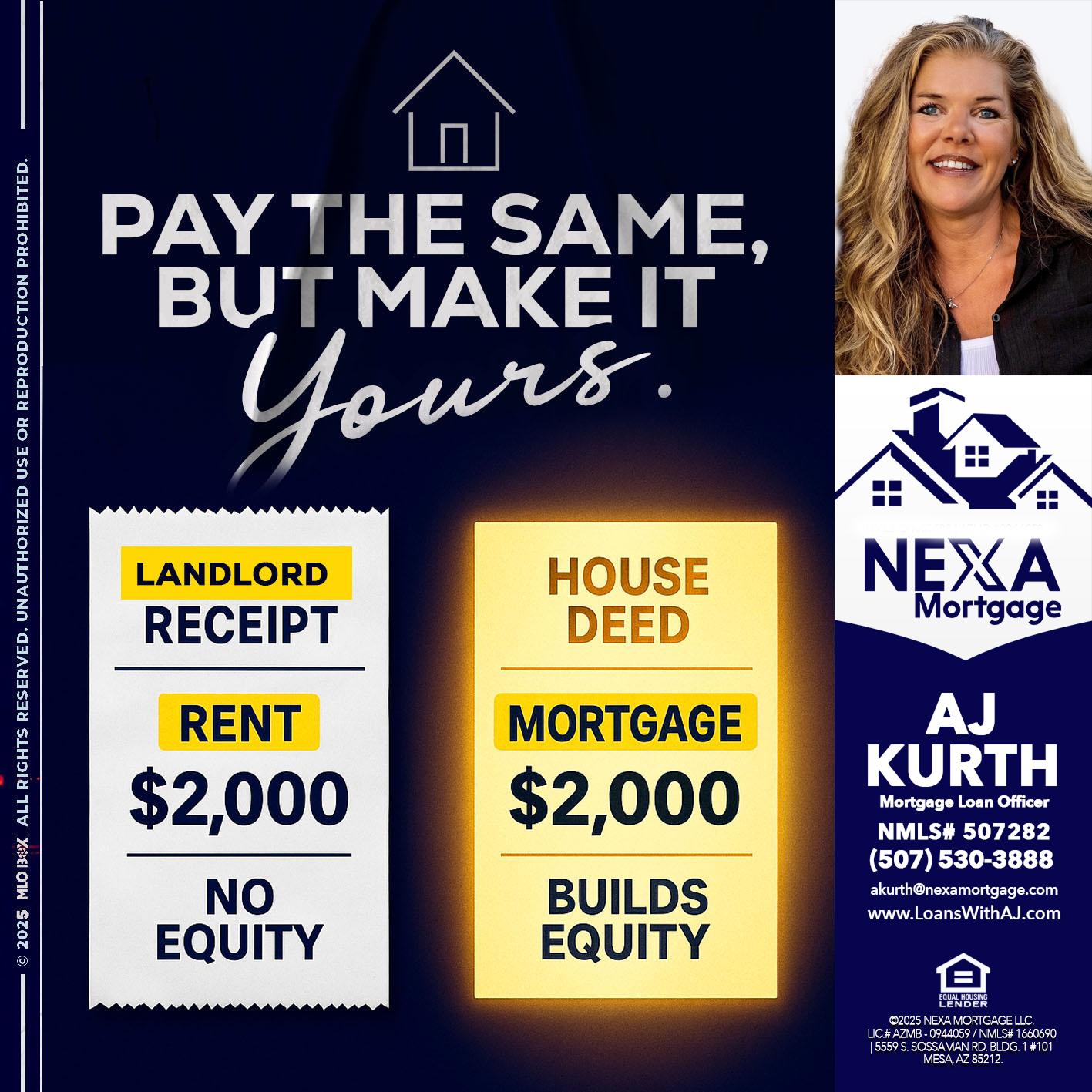 pay the same - Amy J Kurth -Loan Officer