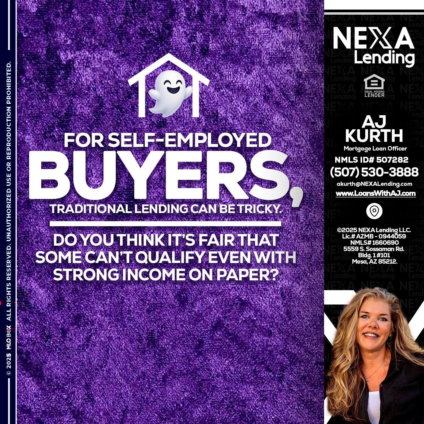 for self employed - Amy J Kurth -Loan Officer