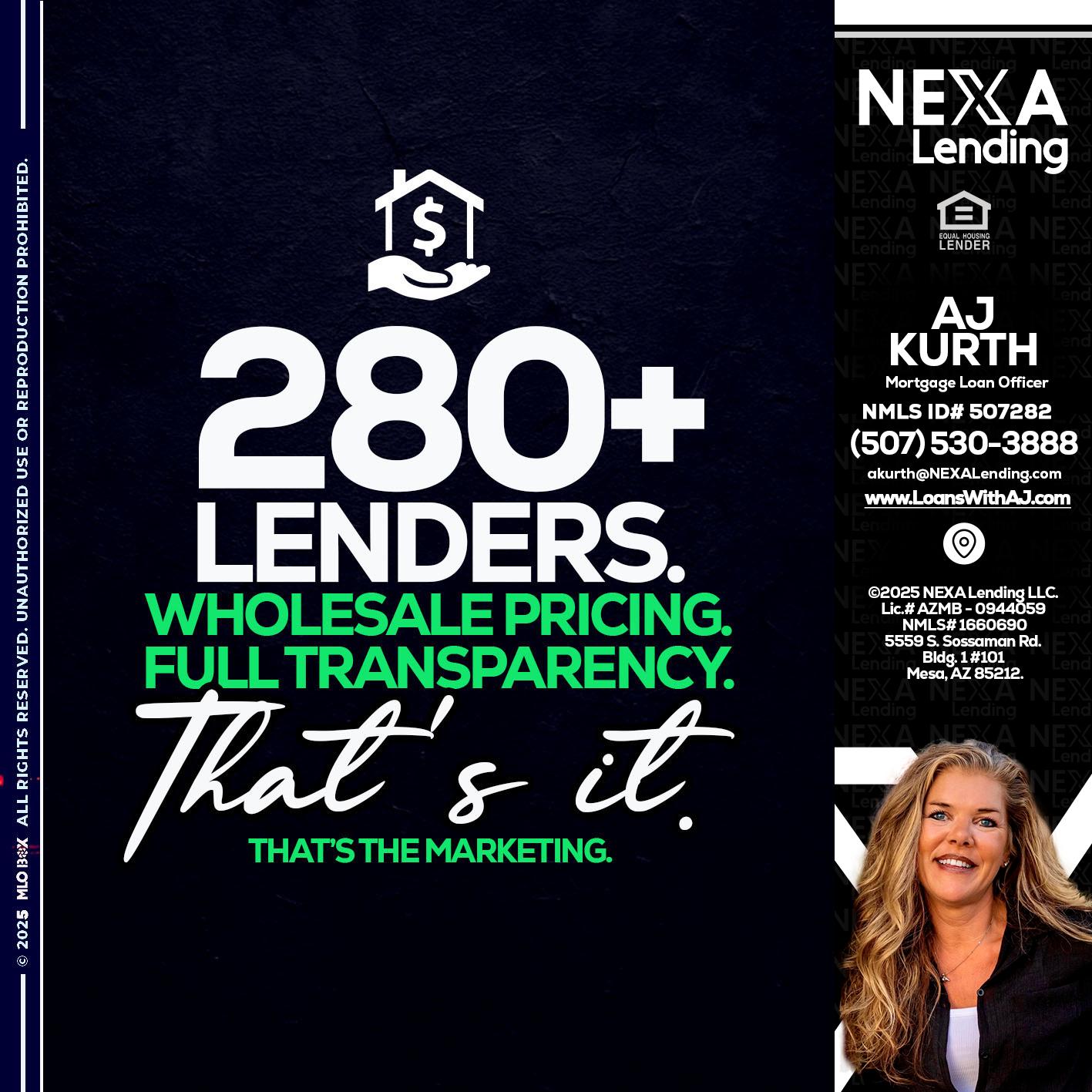 280+ LENDERS - Amy J Kurth -Loan Officer