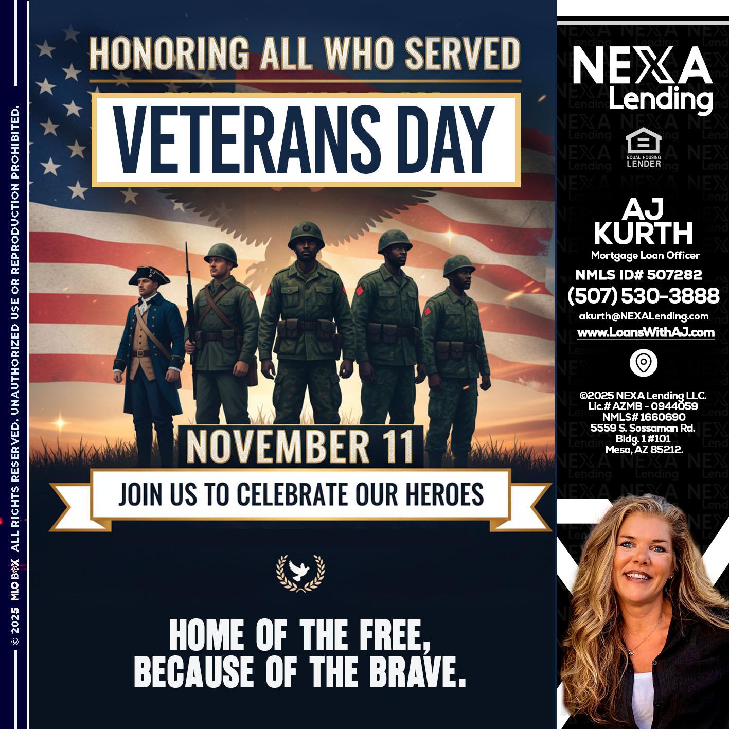 VETERANS DAY - Amy J Kurth -Loan Officer