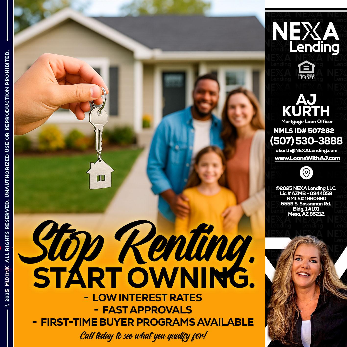 STOP RENTING - Amy J Kurth -Loan Officer