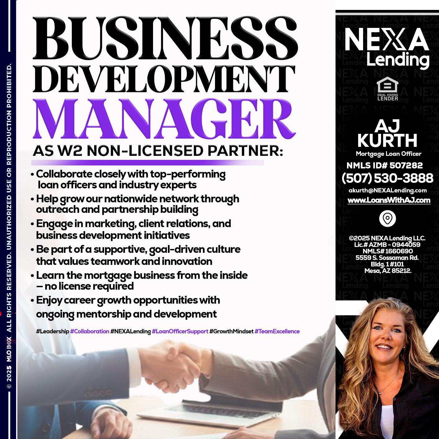 business development - Amy J Kurth -Loan Officer