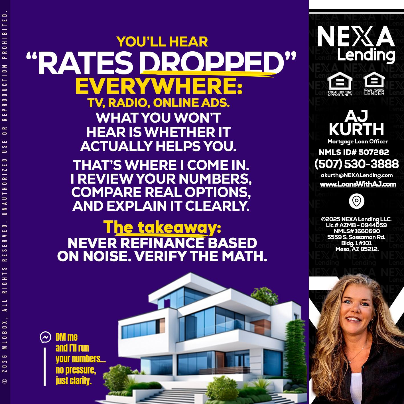 RATES DOPPED - Amy J Kurth -Loan Officer