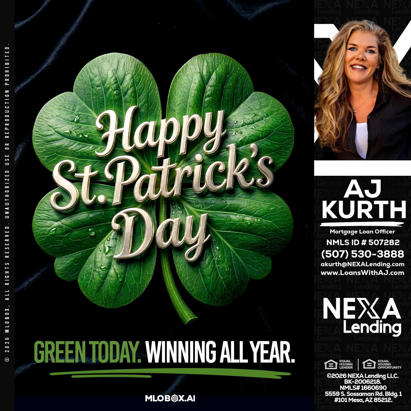 happy st. Patricks day - Amy J Kurth -Loan Officer